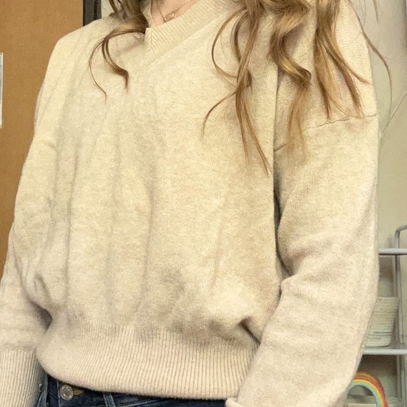 Tan Philosophy V-Neck Sweater - Picture 2 of 6